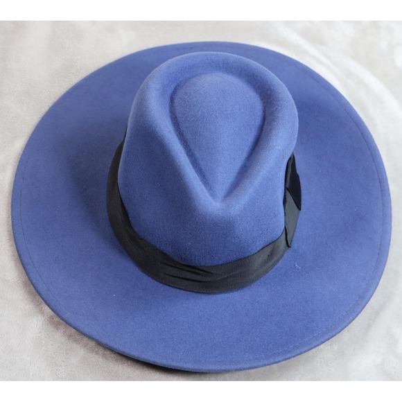 Brixton Hat Fedora Fitted Womens Small Blue Black Joanna Felt Packable Wide Brim - Picture 5 of 12